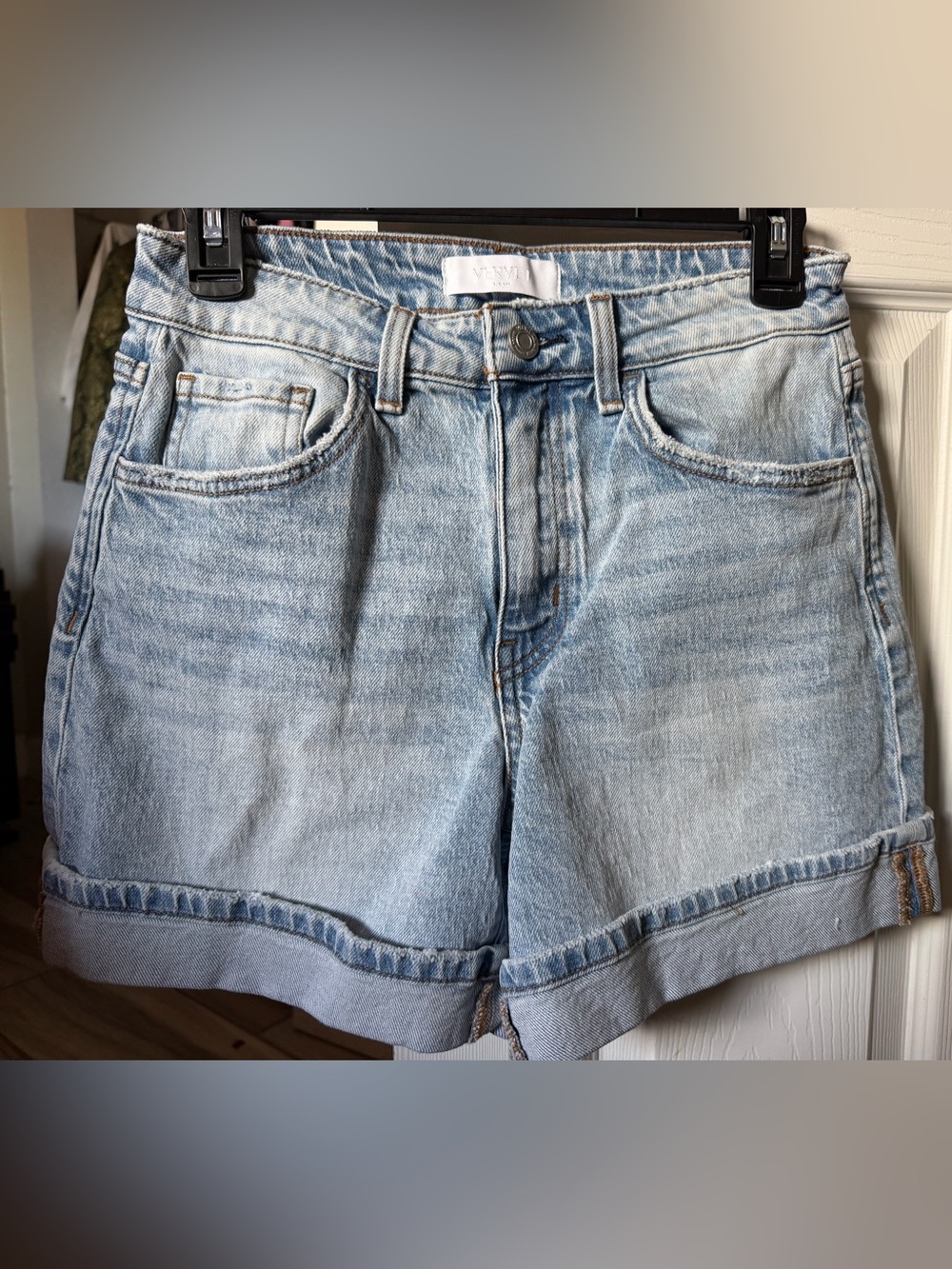 Light Blue Denim Women's Roll-Cuff Shorts